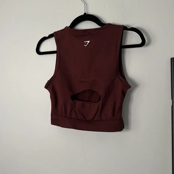 NWOT GYMSHARK BAKED MAROON SWEAT SEAMLESS MIDI TANK - Picture 5 of 8